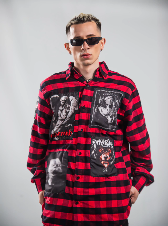 Camisa leñadora con parches de Hippy Killer Company