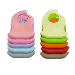 Babero de Silicona con Bolsillo color Gris - comprar online