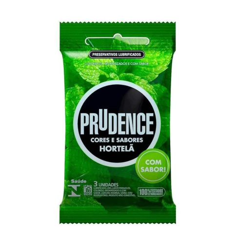 PRESERVATIVOS LUBRIFICADOS HORTELÃ 3 UNIDADES PRUDENCE - comprar online