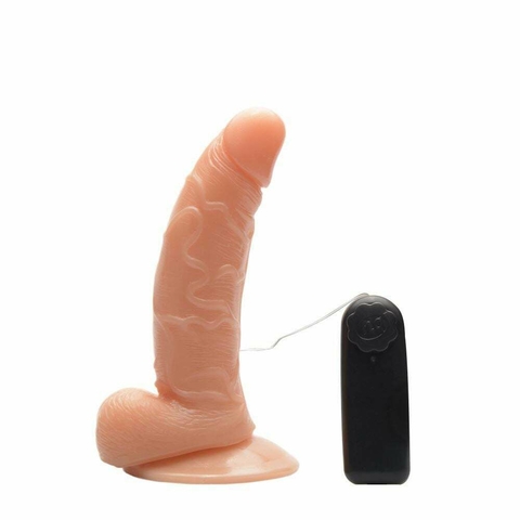 PÊNIS MACIÇO 14 X 2,6CM COM VIBRADOR E VENTOSA - comprar online