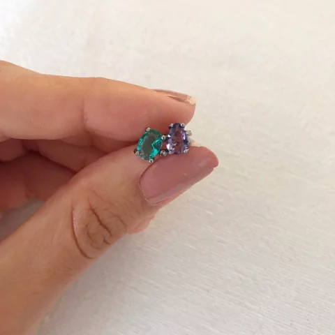 Piercing duas gotas tanzanita e turmalina
