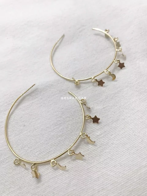 Argola lua e estrela grande