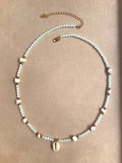 Colar cristais com búzio e pedra natural - comprar online