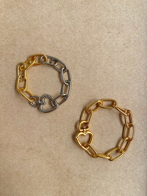 Pulseira coração mosquetão pequeno