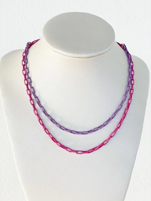 Corrente elos quadrados colorida 