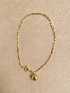 Choker trama quadrada com pingente de coração ródio - loja online