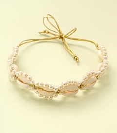 choker búzios naturais com pérolas - comprar online