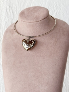 choker aro com pingente coração com zirconias - comprar online