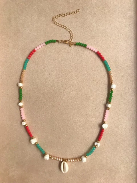 Colar cristais com búzio e pedra natural