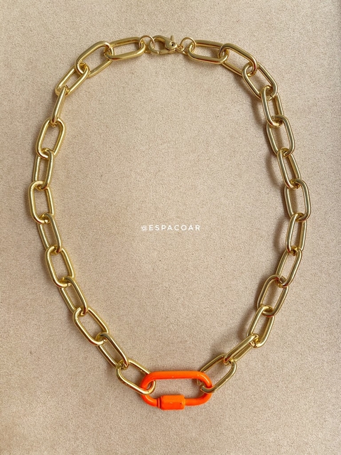 Mosquetão laranja neon 