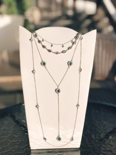 Colar pontos de luz longo prateado - comprar online