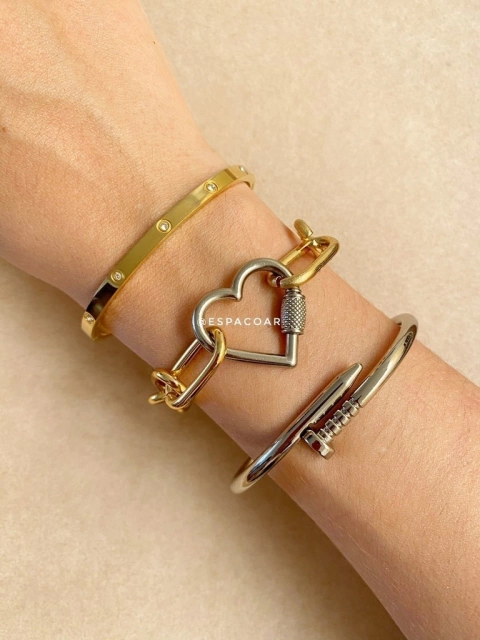 Pulseira mosquetão coração pequeno