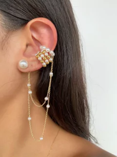 Piercing triplo bolas douradas e pérola - comprar online