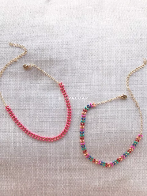 Choker folhinha esmaltada