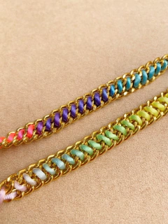 Pulseira de corrente com fio colorido  - comprar online