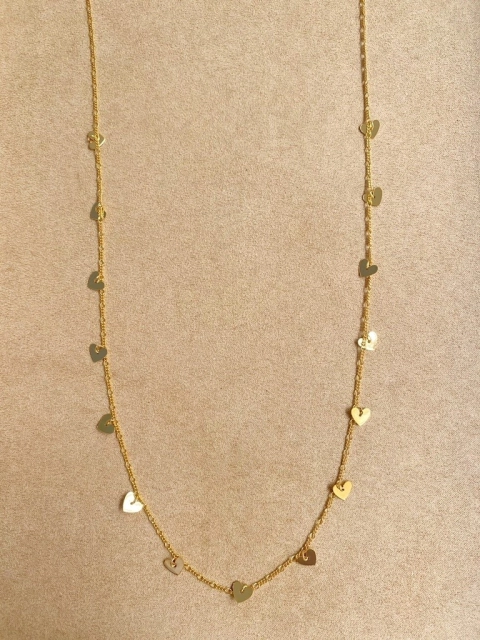 Colar comprido mini corações 