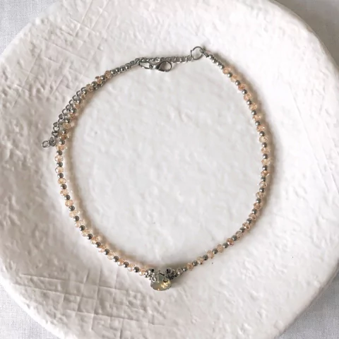 Choker cristais bege