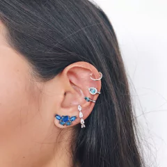 Ear cuff coração safira na internet