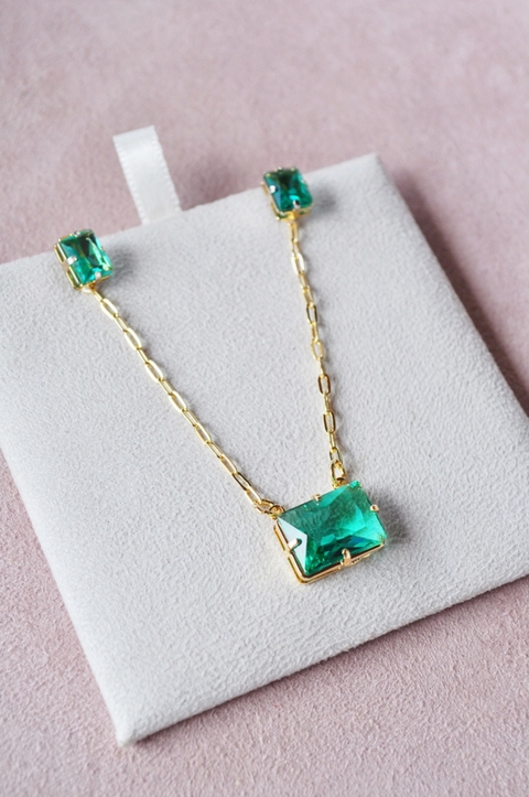 conjunto quadrado verde esmeralda