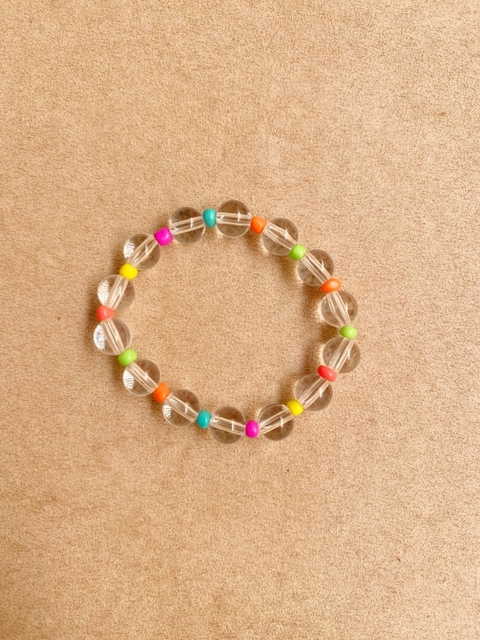 Pulseira bolas transparentes colors