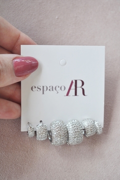 trio de argolas cravejadas - comprar online