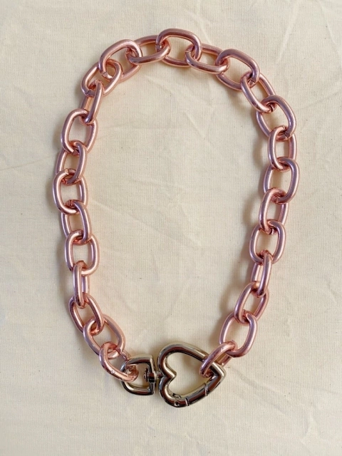 Colar coração gigante pink 