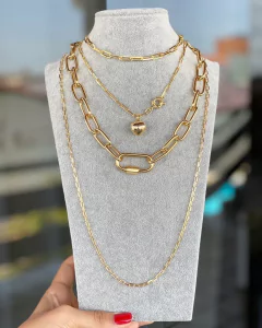 Choker trama quadrada com pingente de coração ródio - Espaço A.R