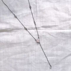 Gravatinha coração rosa ródio