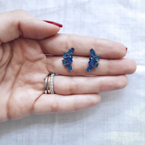 Ear cuff coração safira