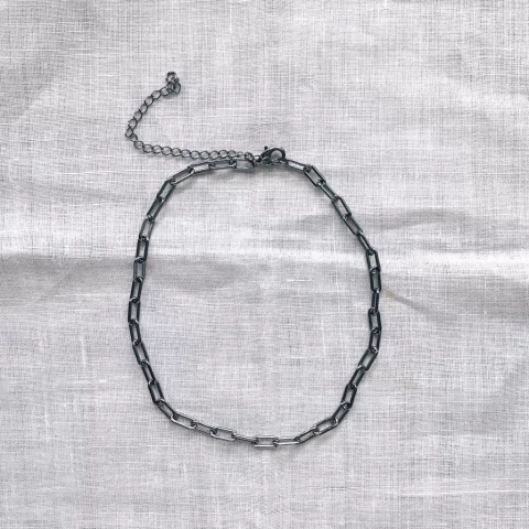 Choker trama quadrada Ródio