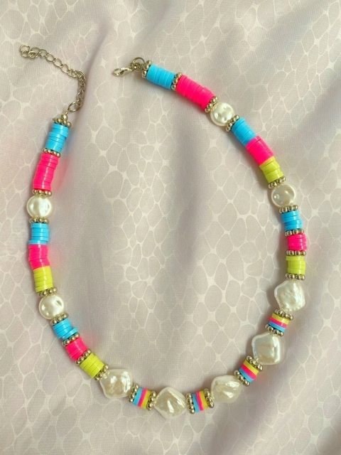 Colar discos com pérolas 