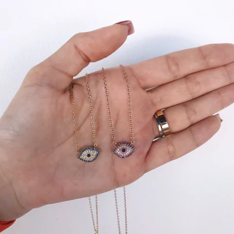 Olhos gregos zirconias Folheados a ouro 18k