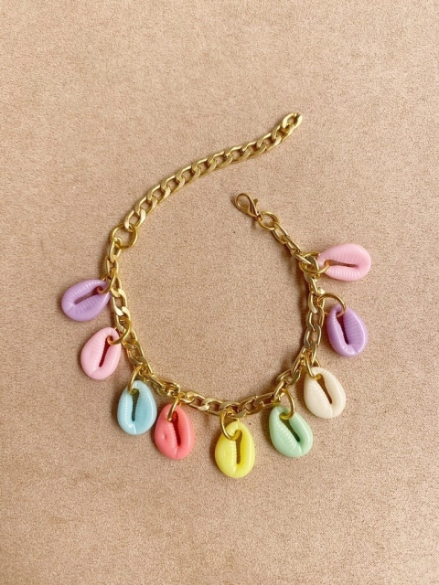 Pulseira/ tornozeleira búzios coloridos 