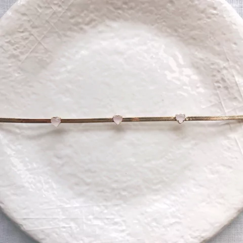 Choker três corações rose