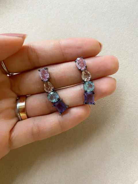 Ear cuff tanzanita, água marinha e rosa - comprar online