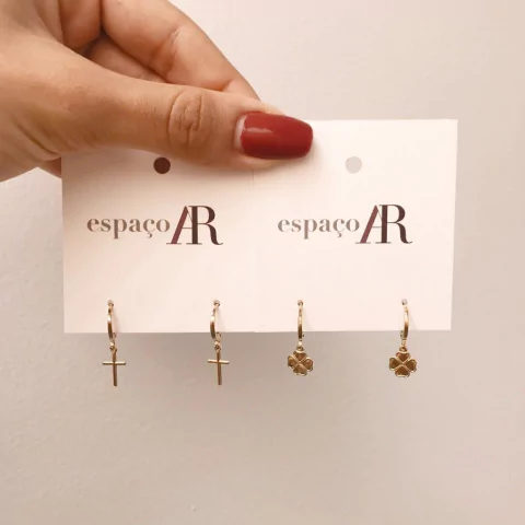 Mini argolinha cruz ou mini argolinha trevo