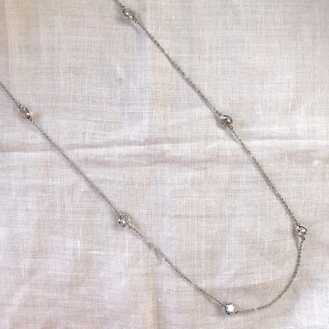 Colar pontos de luz longo prateado