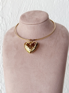 choker aro com pingente coração com zirconias