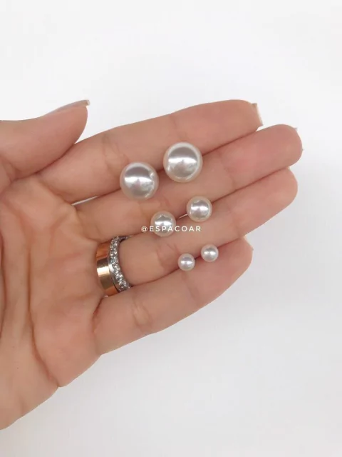 Brincos pérola Folheados a ouro 18k