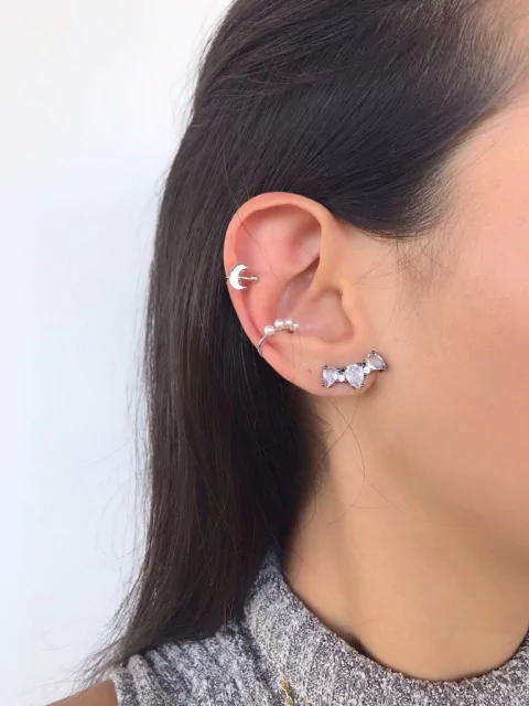 Ear cuff três gotas fusion transparente