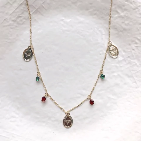 Colar amuletos rainbow dourado