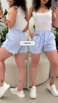 Shorts Linho Listrado - Mavi Moda Feminina