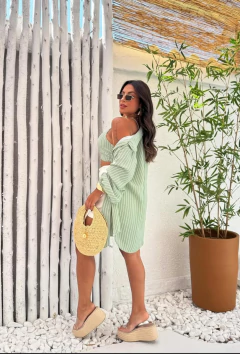 Conjunto Camisa + Croped Listrado - Mavi Moda Feminina