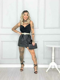 Regata Cetim Alça de Brilho - Mavi Moda Feminina