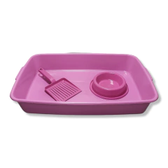 Kit para Gatos - Bandeja, Pazinha e Comedouro