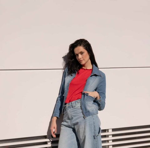 Campera jean cintura elástica