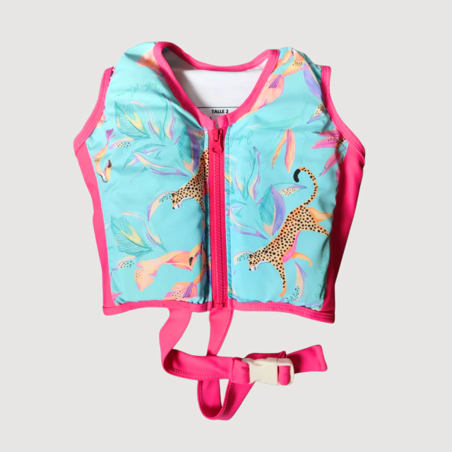 Chaleco Flotador Leopardo Celeste