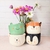 Maceta decorativa con diseño de pingüino, ideal para plantas pequeñas.