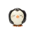 Maceta decorativa en forma de pingüino sonriente, con detalles en negro y blanco.