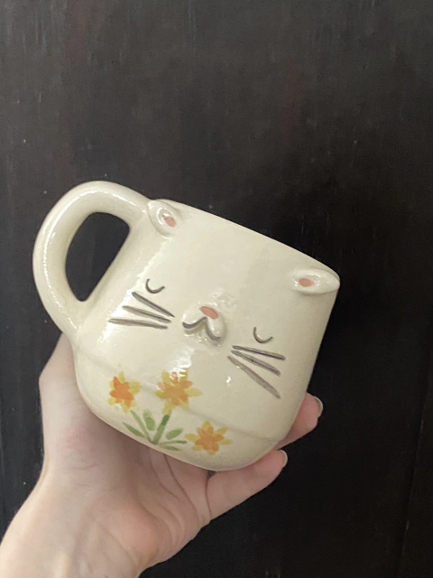 Taza Pera - Gato con Flores